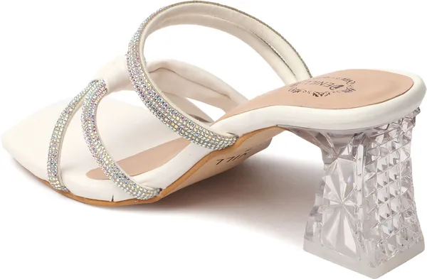 White_Synthetic_Leather_Heels_For_Women
