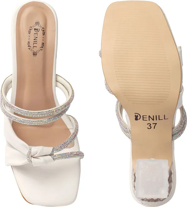 White_Synthetic_Leather_Heels_For_Women