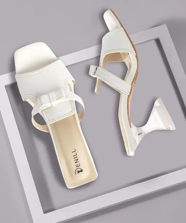 White_Synthetic_Leather_Heels_For_Women