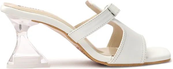 White_Synthetic_Leather_Heels_For_Women