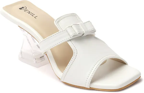White_Synthetic_Leather_Heels_For_Women