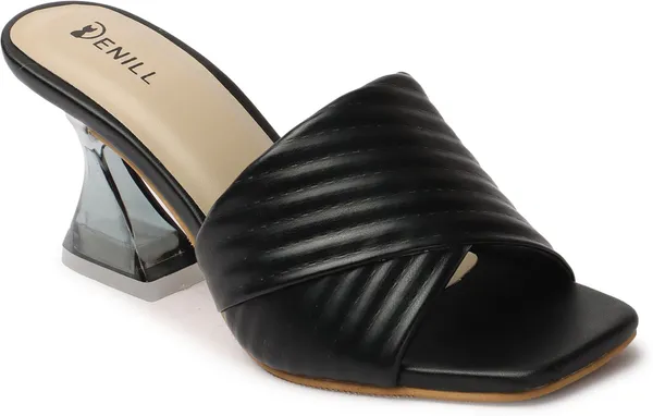 Black_Synthetic_Leather_Heels_For_Women