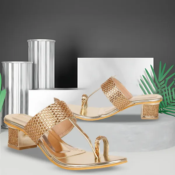 Gold_Synthetic_Leather_Heels_For_Women