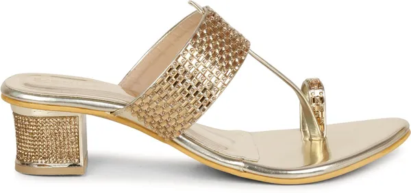 Gold_Synthetic_Leather_Heels_For_Women