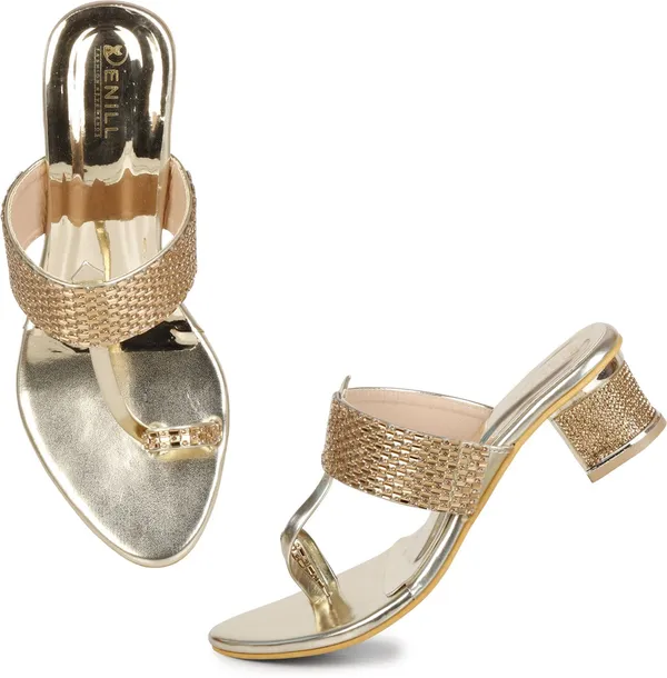 Gold_Synthetic_Leather_Heels_For_Women