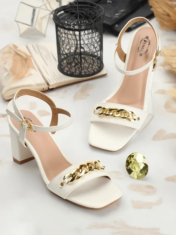 White_Synthetic_Leather_Heels_For_Women
