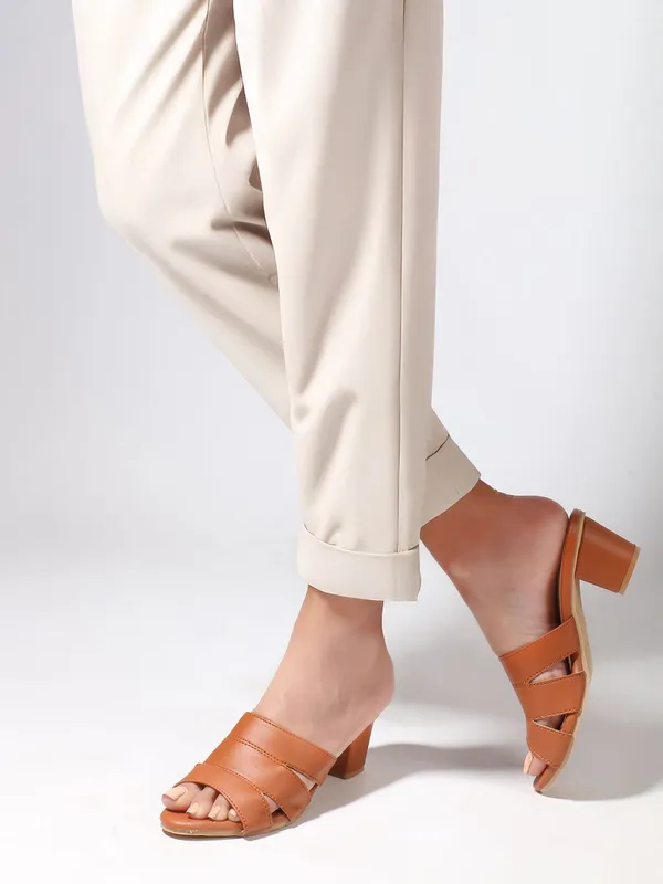 Tan_Synthetic_Leather_Heels_For_Women