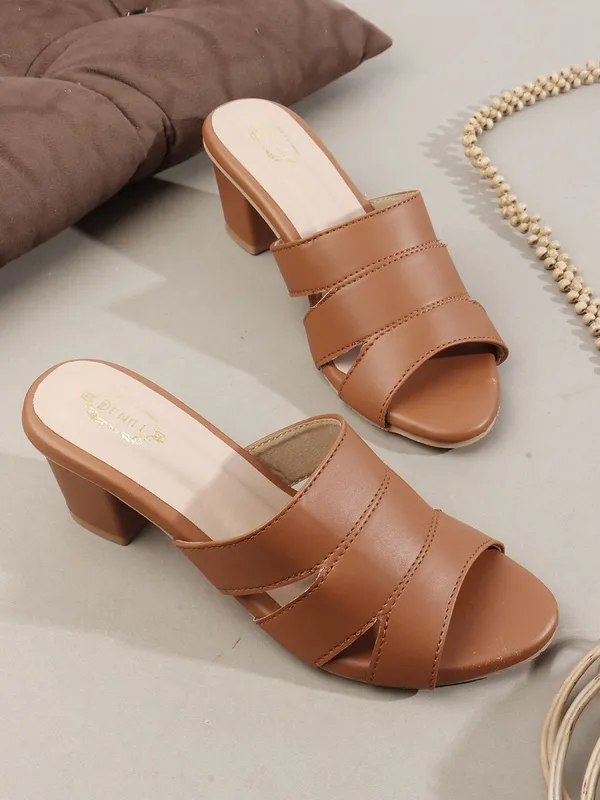 Tan_Synthetic_Leather_Heels_For_Women