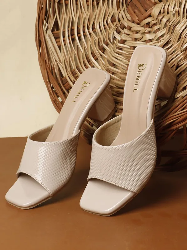 Beige_Synthetic_Leather_Heels_For_Women