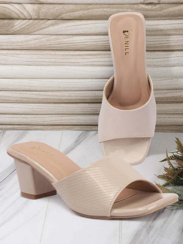 Beige_Synthetic_Leather_Heels_For_Women