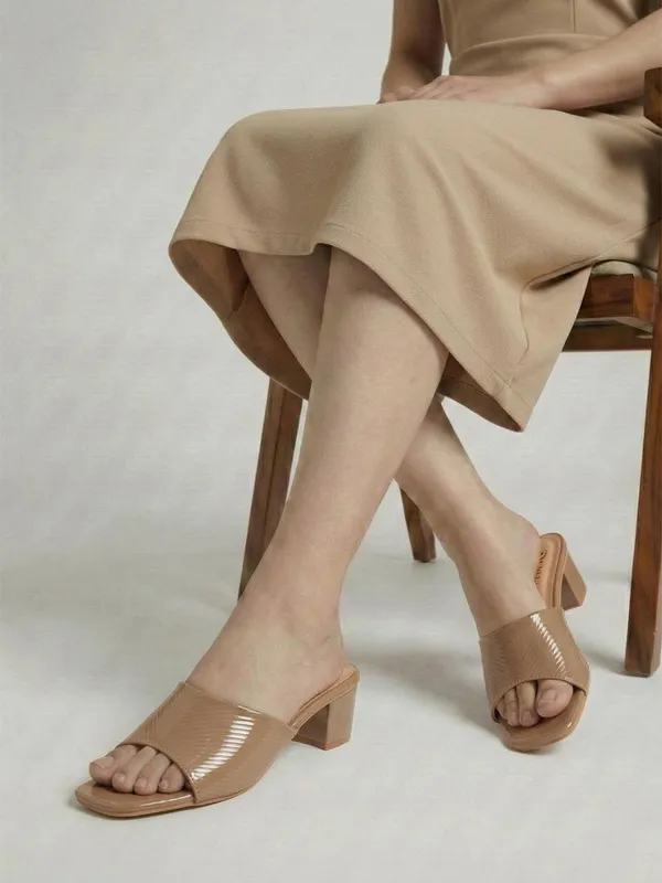 Beige_Synthetic_Leather_Heels_For_Women