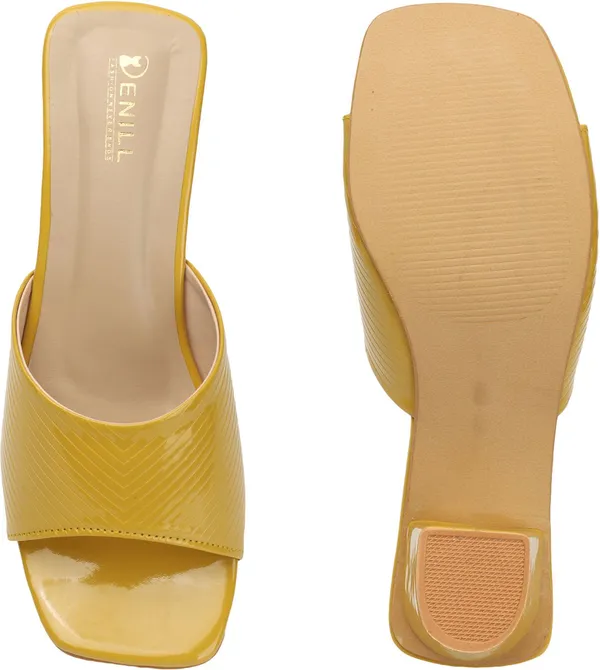 Yellow_Synthetic_Leather_Heels_For_Women