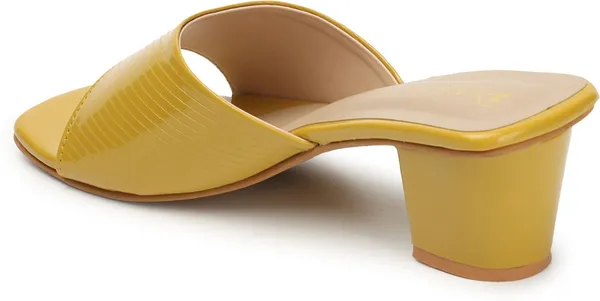 Yellow_Synthetic_Leather_Heels_For_Women