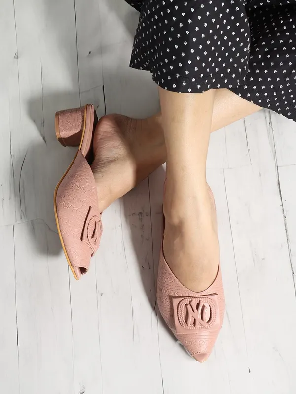 Pink_Synthetic_Leather_Heels_For_Women