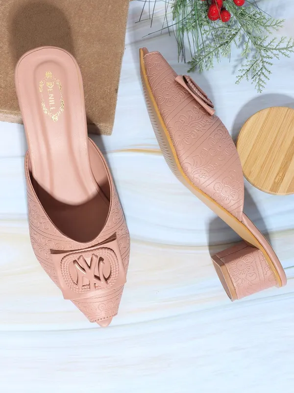 Pink_Synthetic_Leather_Heels_For_Women