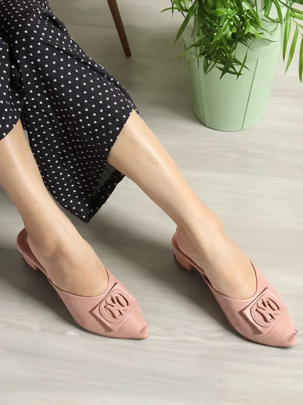 Pink_Synthetic_Leather_Heels_For_Women