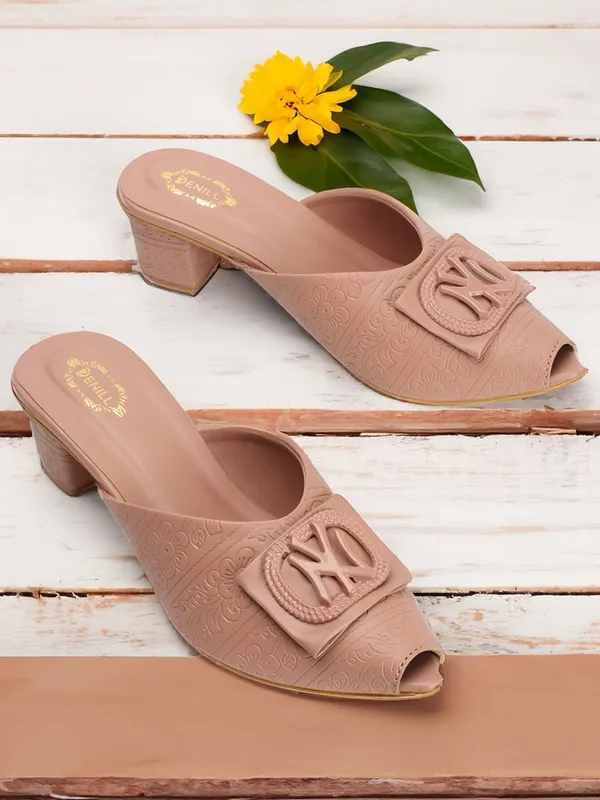 Pink_Synthetic_Leather_Heels_For_Women