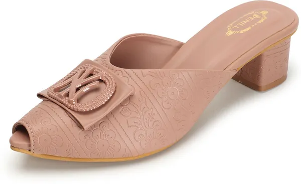 Pink_Synthetic_Leather_Heels_For_Women