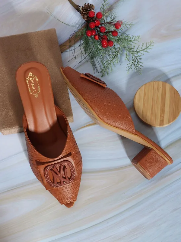 Tan_Synthetic_Leather_Heels_For_Women