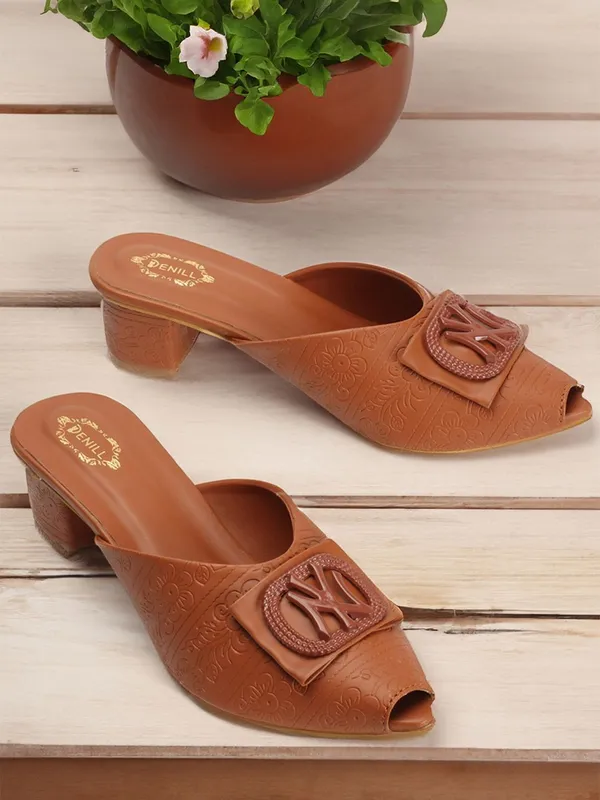 Tan_Synthetic_Leather_Heels_For_Women