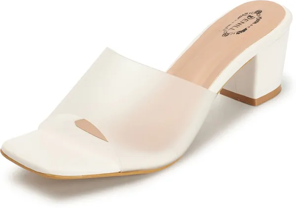 White_Synthetic_Leather_Heels_For_Women