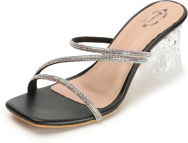 Black_Synthetic_Leather_Heels_For_Women