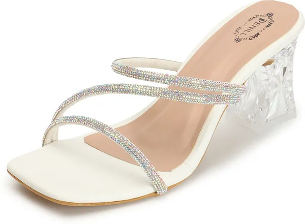 White_Synthetic_Leather_Heels_For_Women