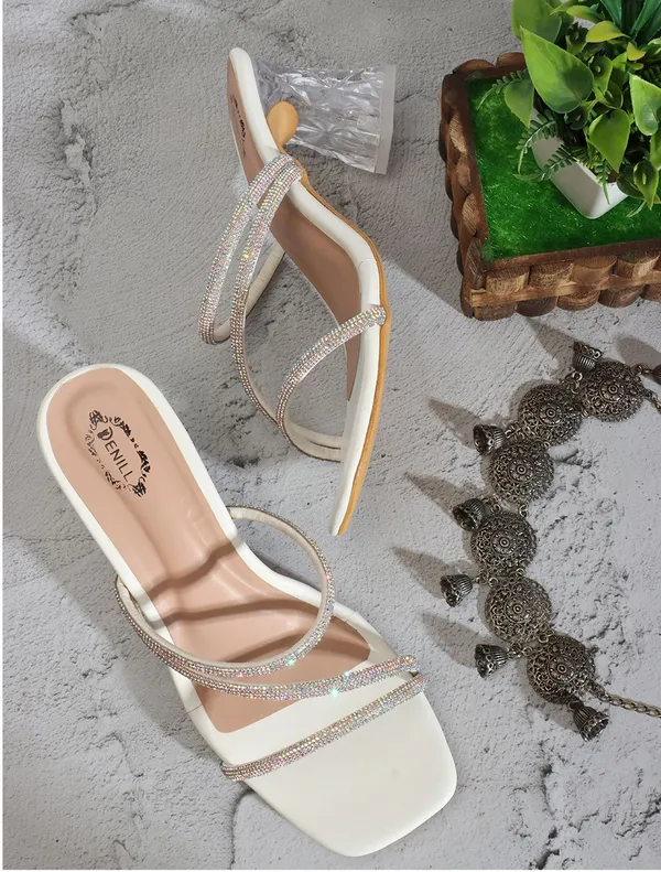White_Synthetic_Leather_Heels_For_Women