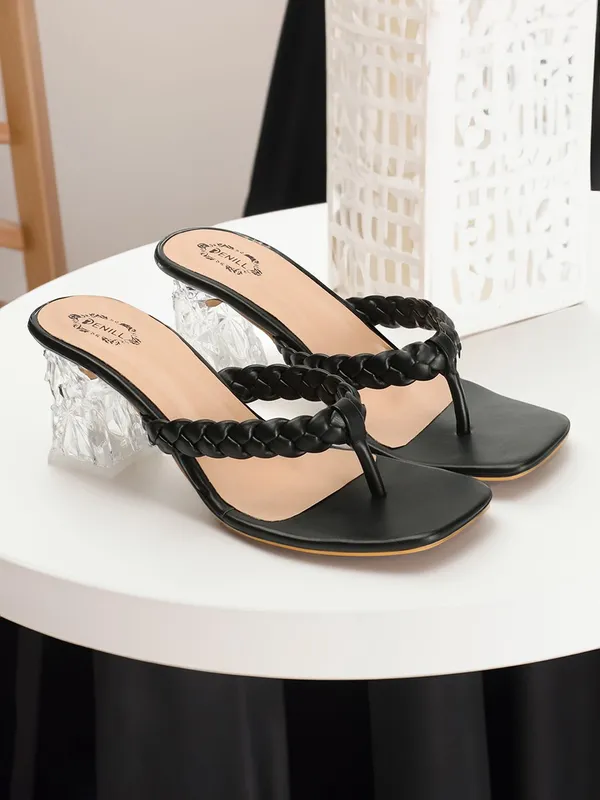 Black_Synthetic_Leather_Heels_For_Women