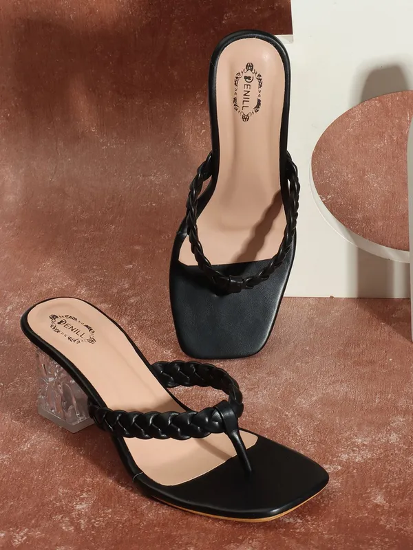 Black_Synthetic_Leather_Heels_For_Women