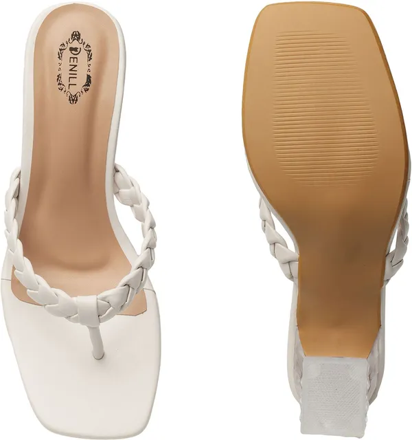 White_Synthetic_Leather_Heels_For_Women