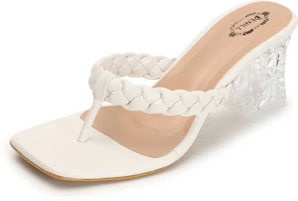 White_Synthetic_Leather_Heels_For_Women