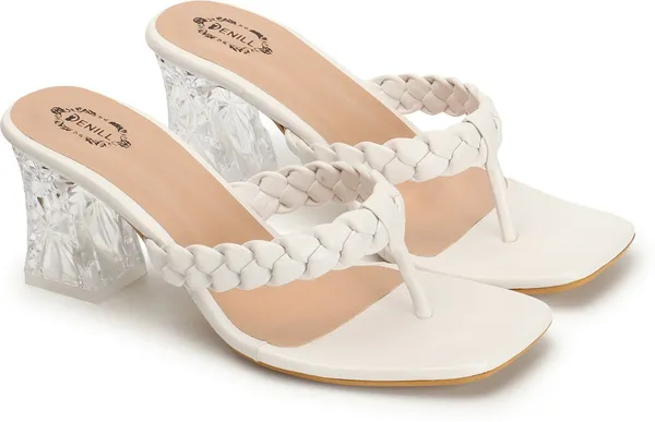 White_Synthetic_Leather_Heels_For_Women