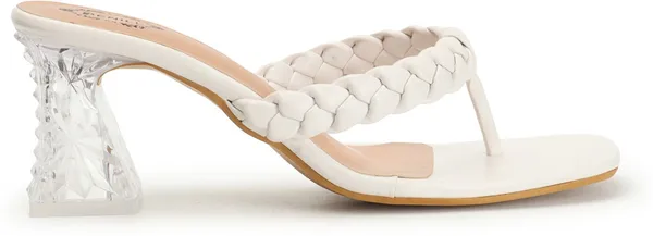 White_Synthetic_Leather_Heels_For_Women
