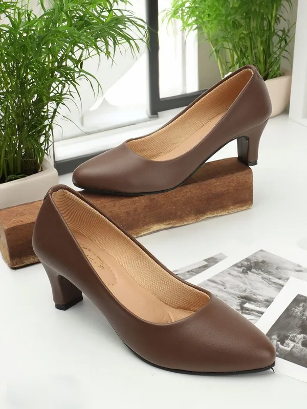 Brown_Synthetic_Leather_Heels_For_Women