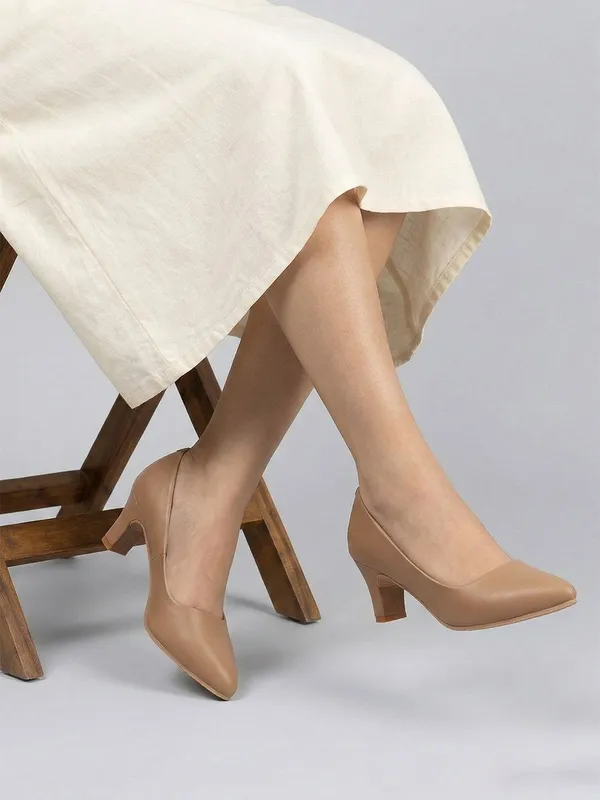 Beige_Synthetic_Leather_Heels_For_Women