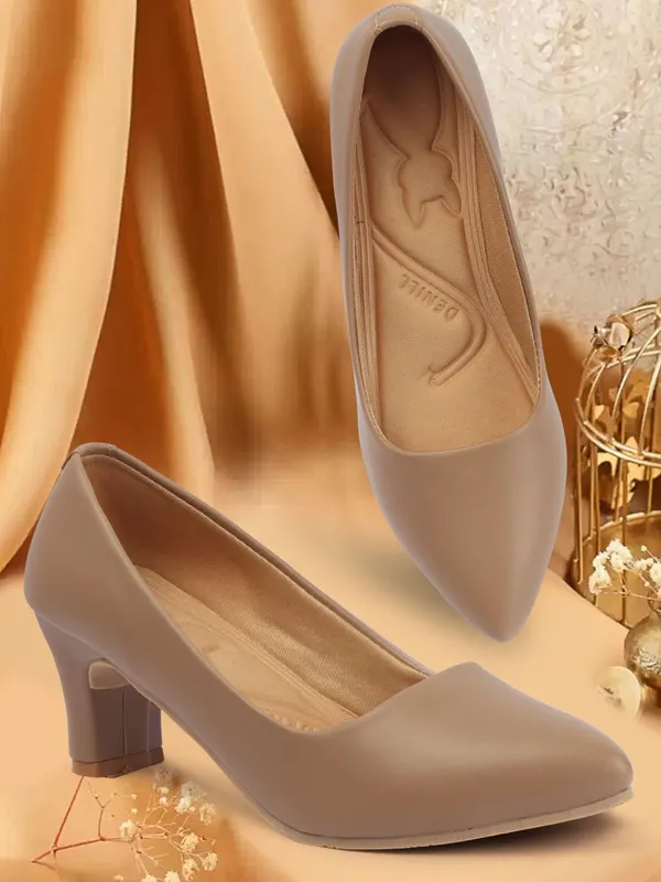 Beige_Synthetic_Leather_Heels_For_Women