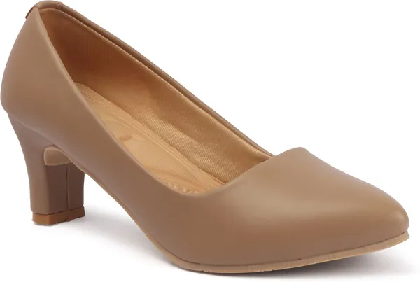 Beige_Synthetic_Leather_Heels_For_Women