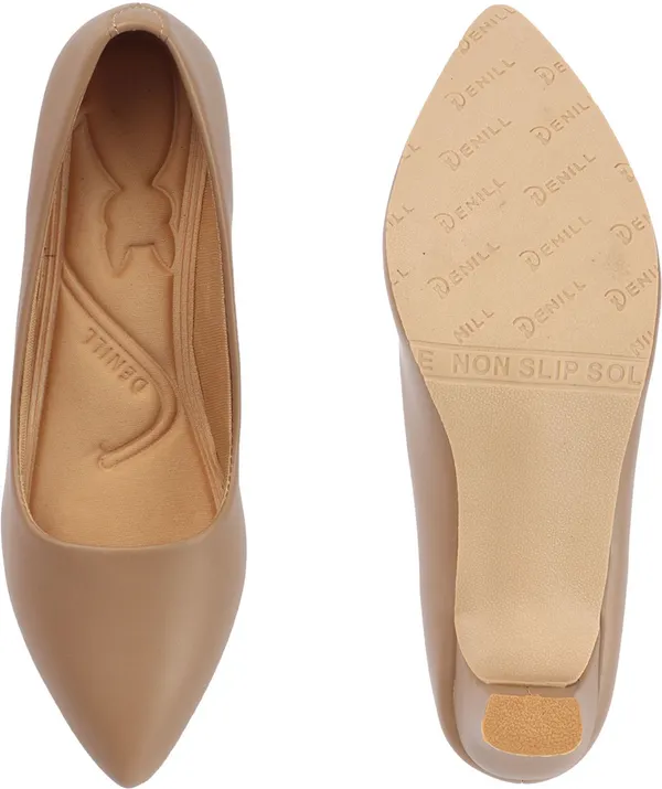 Beige_Synthetic_Leather_Heels_For_Women