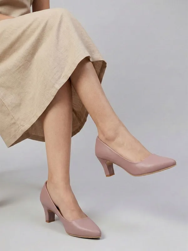Pink_Synthetic_Leather_Heels_For_Women