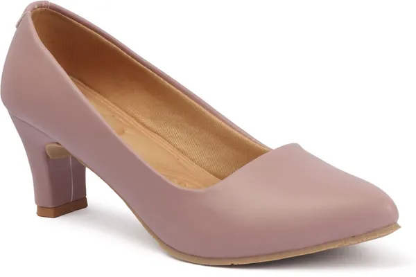 Pink_Synthetic_Leather_Heels_For_Women