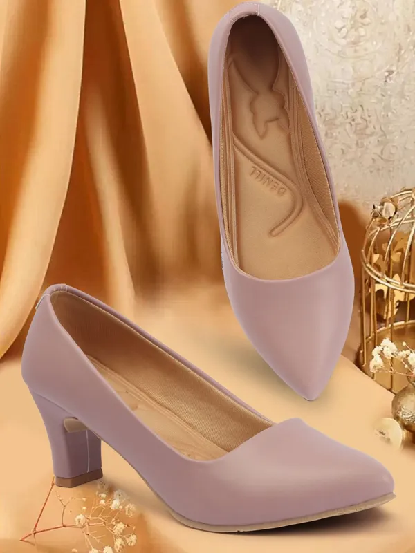 Pink_Synthetic_Leather_Heels_For_Women