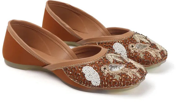 Camel_Synthetic_Leather_Party_Slip_On_Bellies_For_Women