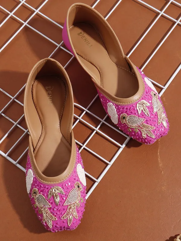 Pink_Synthetic_Leather_Bellies_For_Women
