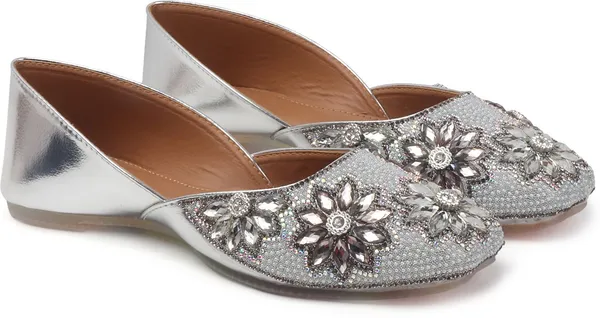 Silver_Synthetic_Leather_Party_Slip_On_Bellies_For_Women