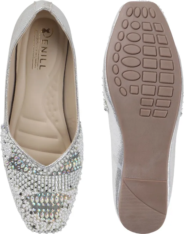 Silver_Synthetic_Leather_Party_Slip_On_Bellies_For_Women