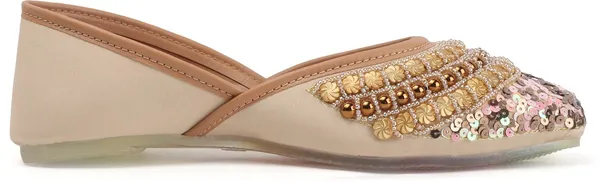 Cream_Synthetic_Leather_Party_Slip_On_Bellies_For_Women