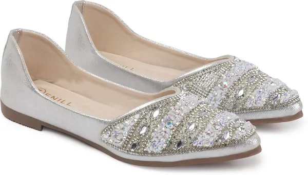 Silver_Synthetic_Leather_Party_Slip_On_Bellies_For_Women