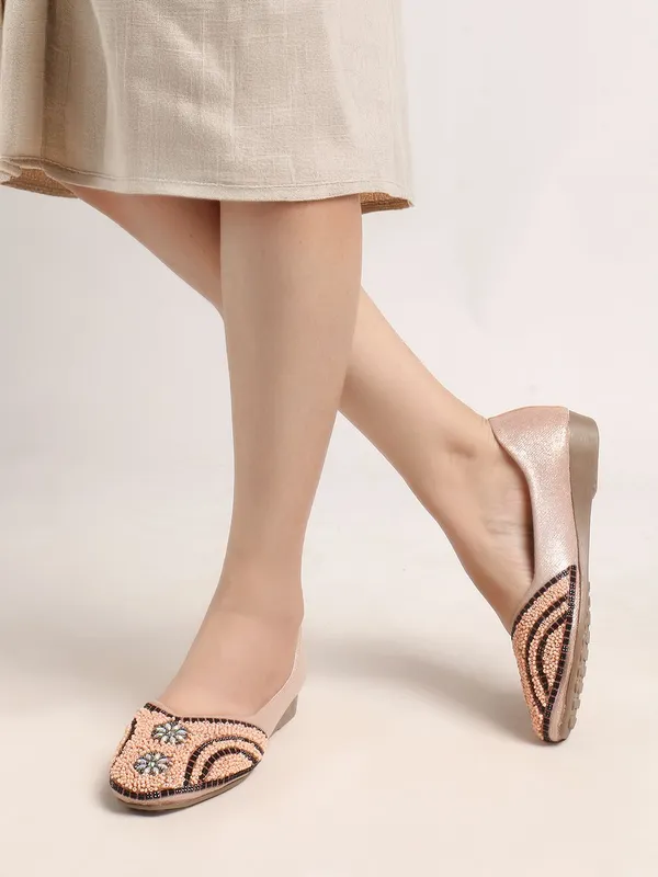 Peach_Synthetic_Leather_Party_Slip_On_Bellies_For_Women