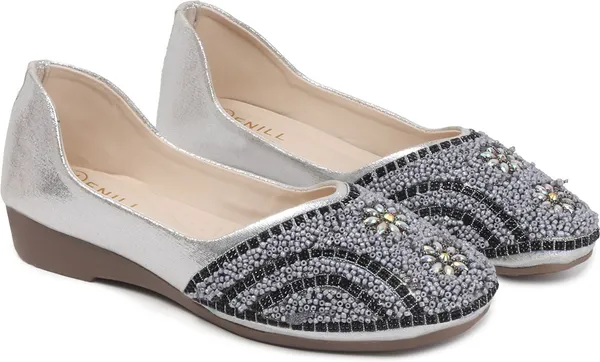 Silver_Synthetic_Leather_Party_Slip_On_Bellies_For_Women